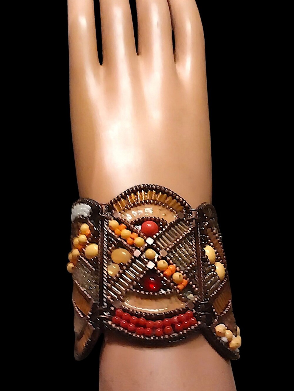 Handcrafted Boho Multicolor Beaded Cuff Bracelet